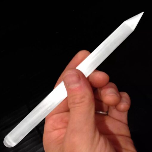 Selenite Pencil Pointed Wand: Laser-Focused Healing & Auric Cleansing (6 Inch)