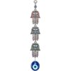 Triple Hamsa Hand Enamled with Evil Eye, Handmade, 16.5" Inch VTrendz