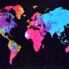 World Map Tie dye Tapestry 84" x 54" - Image 3