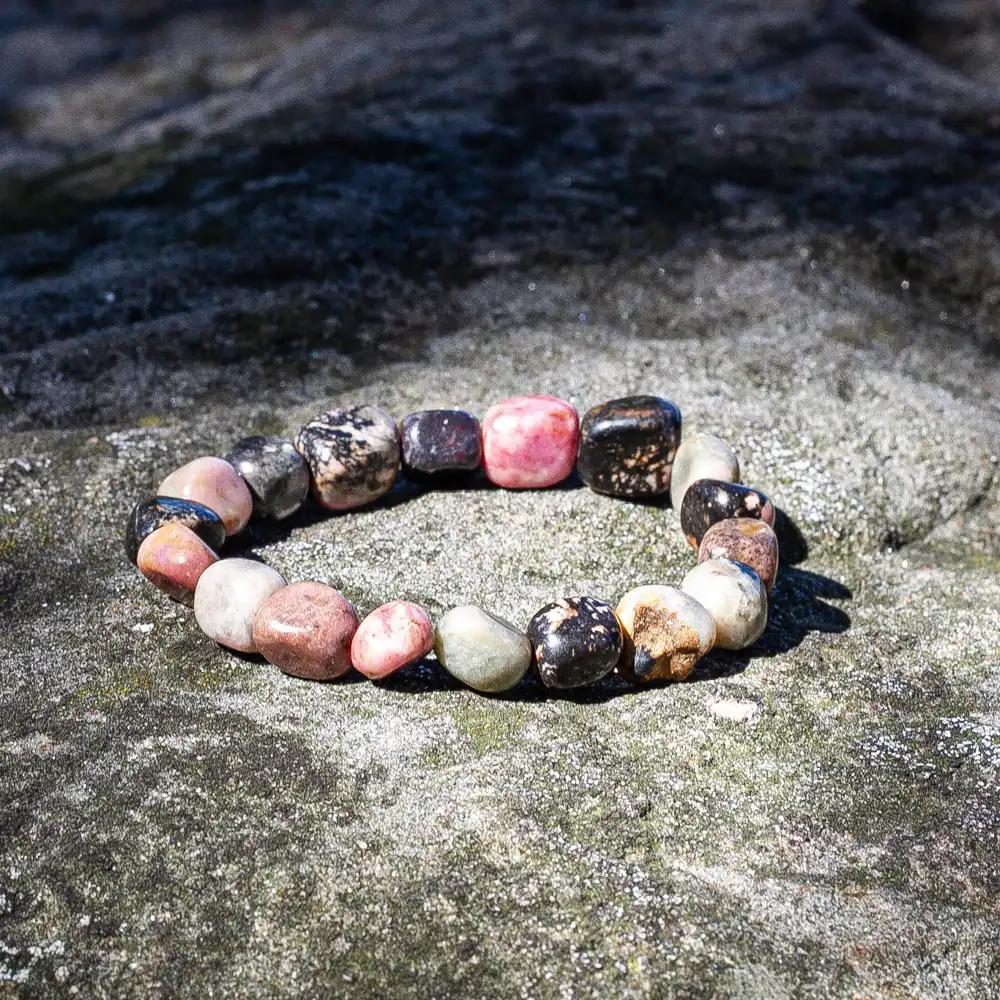The Forgiveness Anchor: 14mm Rhodonite Tumbled Bracelet