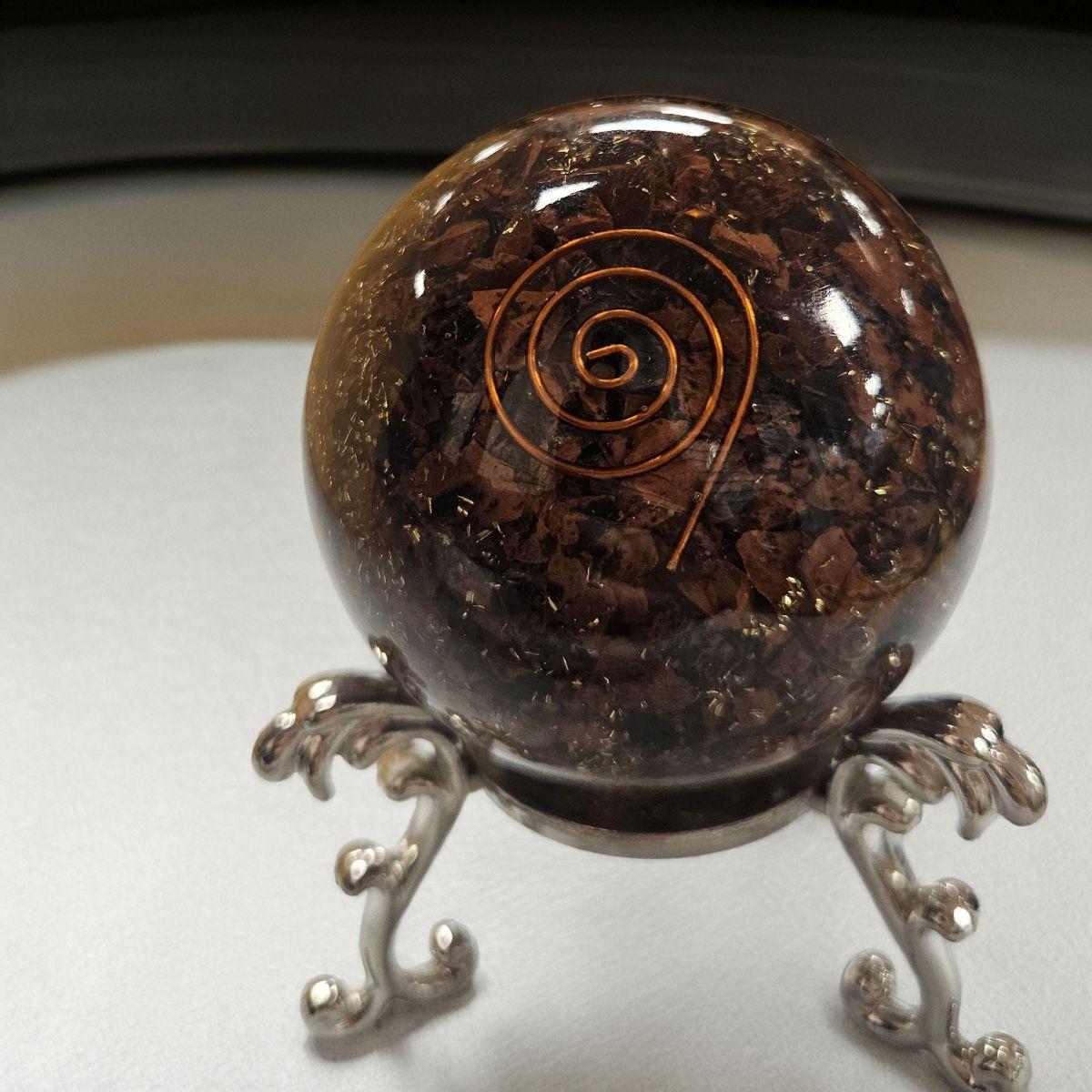 Mahogany Obsidian Orgone Sphere – Artifact of Strength & Psychic Shielding – 2" - Image 3