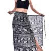 Elephant Print Sarong Black and Cream Cover-up/ Skirt