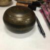 14 cm / 5.5" Tibetan Antique Brass Dark Color Singing Chakra Meditative sound Bowl with Mantra Design for Meditation, Relaxation & Healing with Wooden Mallet Round Bottom - Image 2