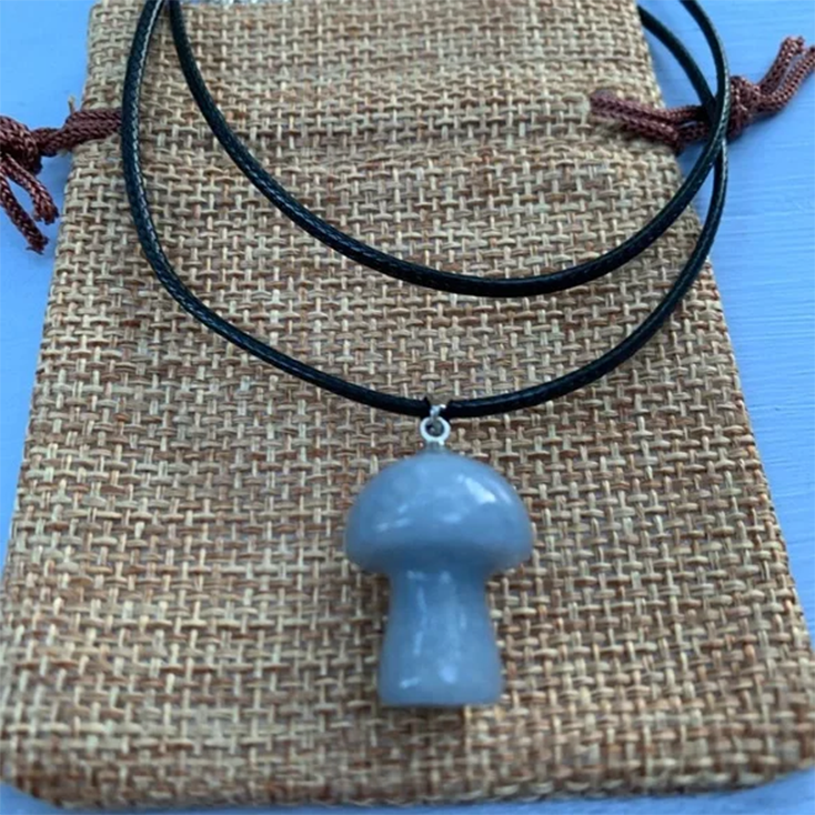 Blue Aventurine Mushroom Carved Pendant Necklace Natural Crystals For Energy Balancing, Meditation, Reiki, Healing Approx. 2cm Pendant - Image 2
