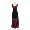 Long 8-Kali Embroidered Maxi Dress with Stretch Sleeves VTrendz