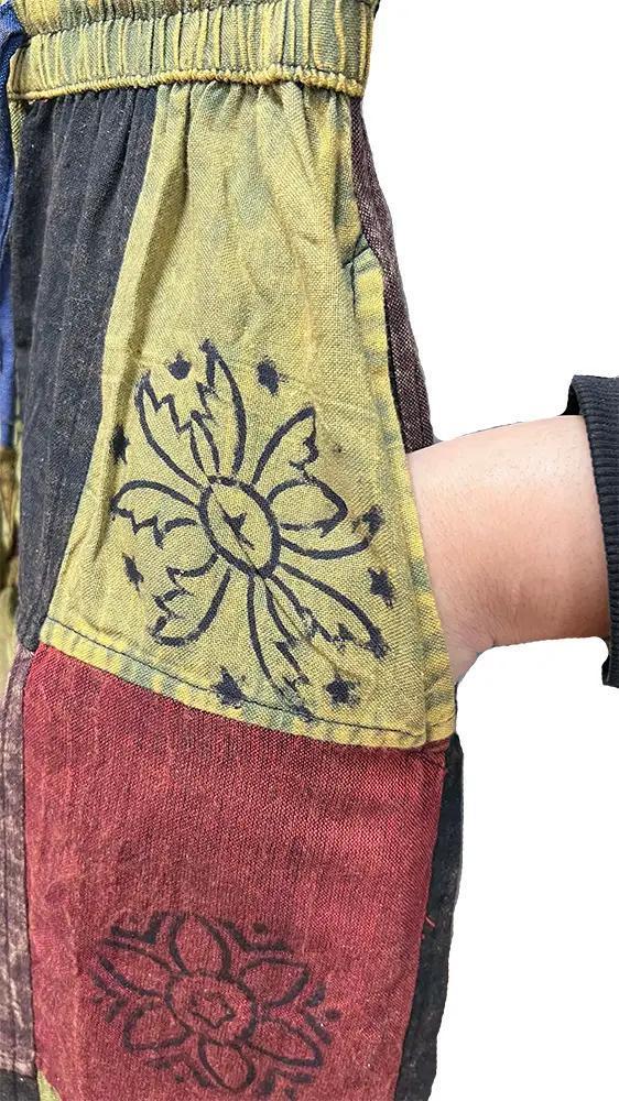 Boho Sacred Symbol Patchwork Elastic Bottom Pants - Image 5