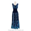 Long 8-Kali Embroidered Maxi Dress with Stretch Sleeves VTrendz
