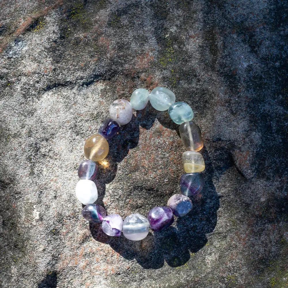 The Mental Prism: 14mm Colorful Fluorite Tumbled Bracelet - Image 3