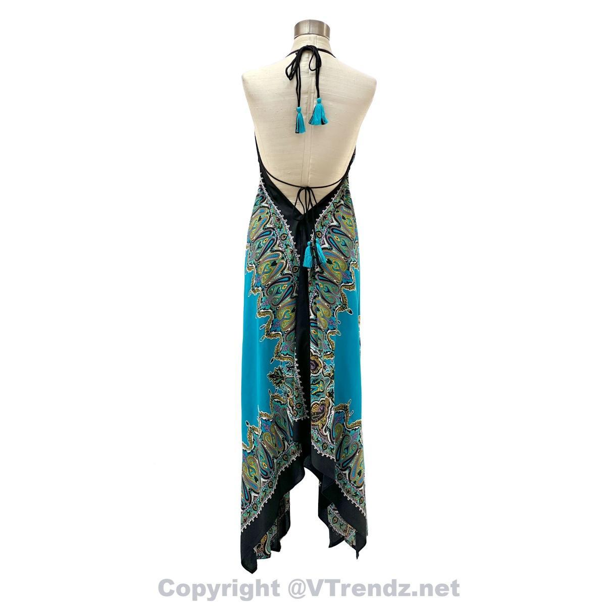 Jamawar Scarf Dress Dori with Halter Neck & Back Ties - Image 52