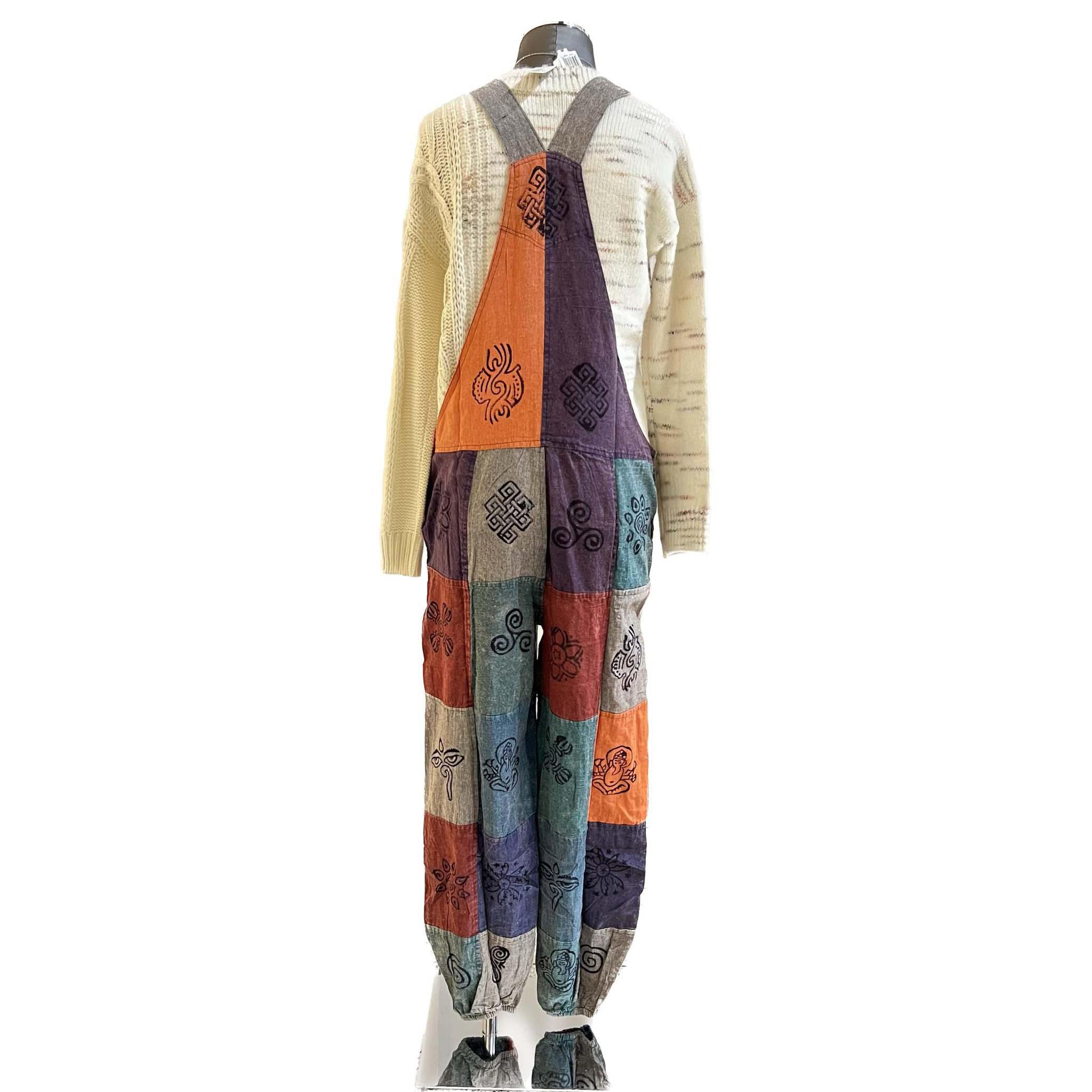 Comfort Patchwork Cotton Overalls Plain & Printed Mixed Patterns with Elastic Ankle Sizes S-XXL - Image 2