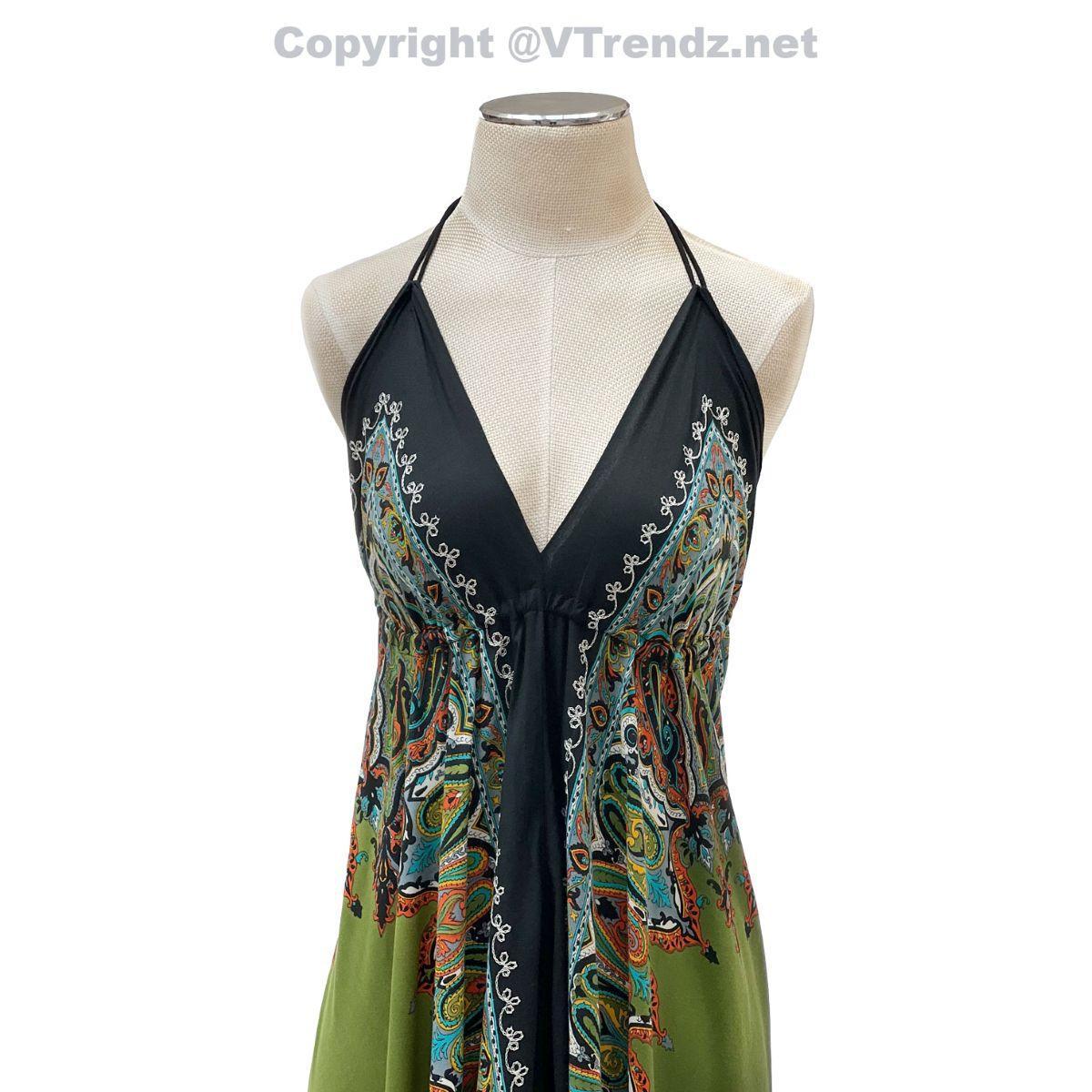 Jamawar Scarf Dress Dori with Halter Neck & Back Ties - Image 9