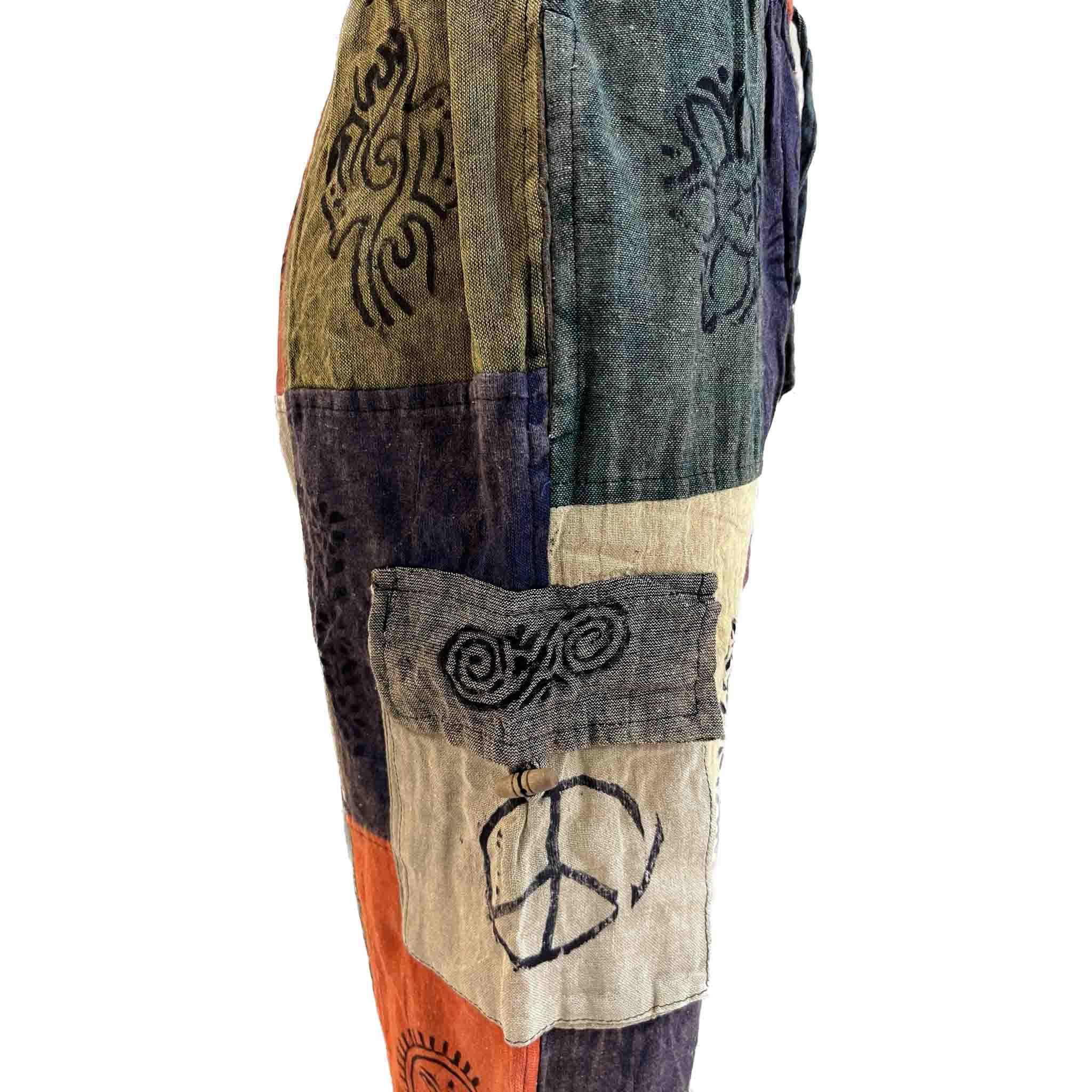 Plain Patch Boho Cargo Elastic Bottom Pants - Image 5