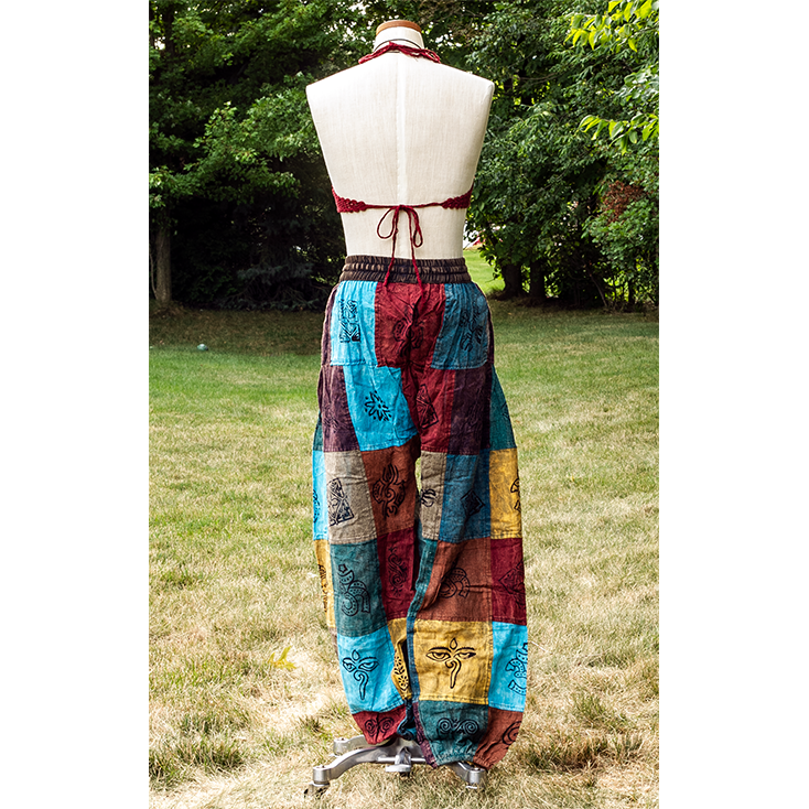 Plain Pleated Sacred Symbol Elastic Bottom Pants - Image 3