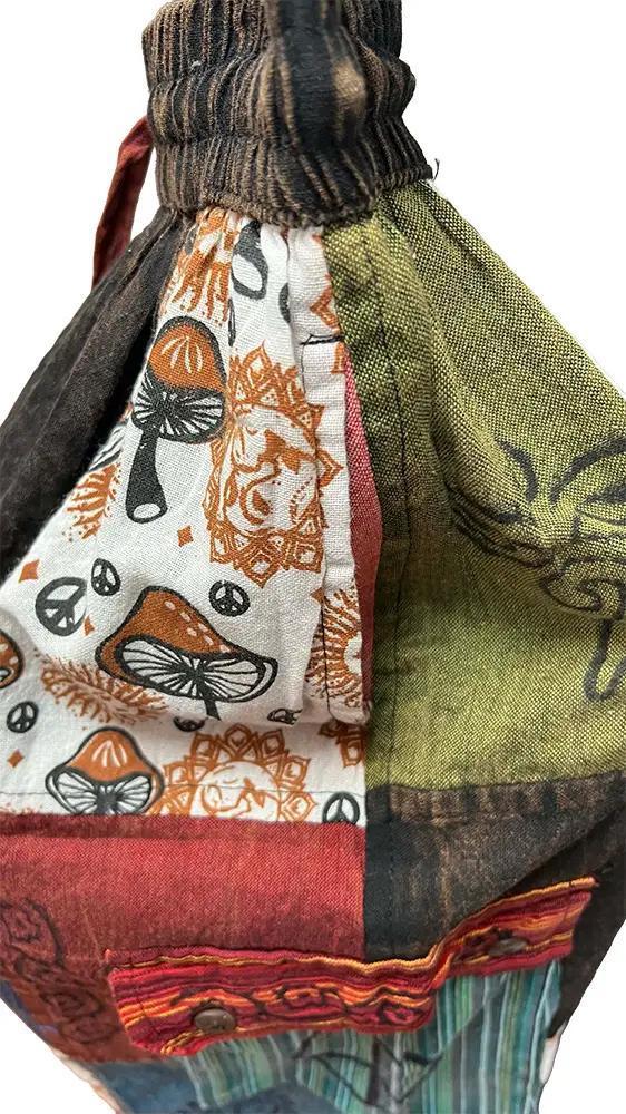 Boho Cosmic Forest Mushroom Patchwork Harem Pants - Image 3