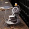 Teapot Ceramic Backflow Incense Holder Waterfall Incense Burner, Reflux Burner, Handmade Ceramic, Home Décor for Meditation, Mini-Zen Experience Size: 13.7*9*13.9 cm - Image 5