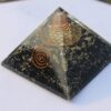 Black Tourmaline with Golden Flower of Life & Kundalini Symbol Orgonite Pyramid 3*3*3 inch - Image 3
