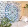 Mandala Mirchi Kali Turquoise Wall Hanging Handmade Cotton Tapestry 84"x54" inch VTrendz