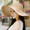 Wide Eaves-brimmed Bucket Foldable Ladies Trendy Summer Straw Woven Panama Sunshade Woven Beach Hat;  Adult One Size Fits Most (22-23 inches), adjustable size - Image 7
