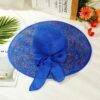 Summer Straw Hat with Colorful Brim and Linen Ribbon Panama Sunshade Woven Trendy Beach Hat;  Adult One Size Fits Most (22-23 inches), adjustable size - Image 8