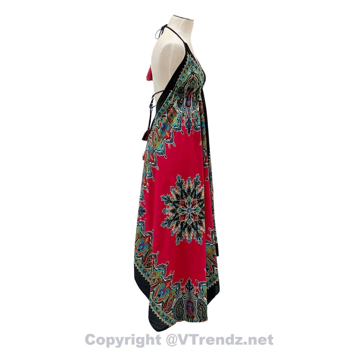Jamawar Scarf Dress Dori with Halter Neck & Back Ties - Image 4