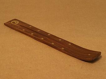 Yin-Yang & Stars Brass Inlay Wood Ash Catcher | Path of Balance (10"L) - Image 3