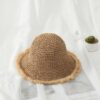 Straw w/Natural Fiber Brim Summer Hat, Trendy Summer Fashion Beach Sunshade Handmade Crochet Fisherman Hat Small Brim Foldable Floppy Bucket Straw Hats For Women:  Adult One Size Fits Most (22-23 inches), adjustable size - Image 2