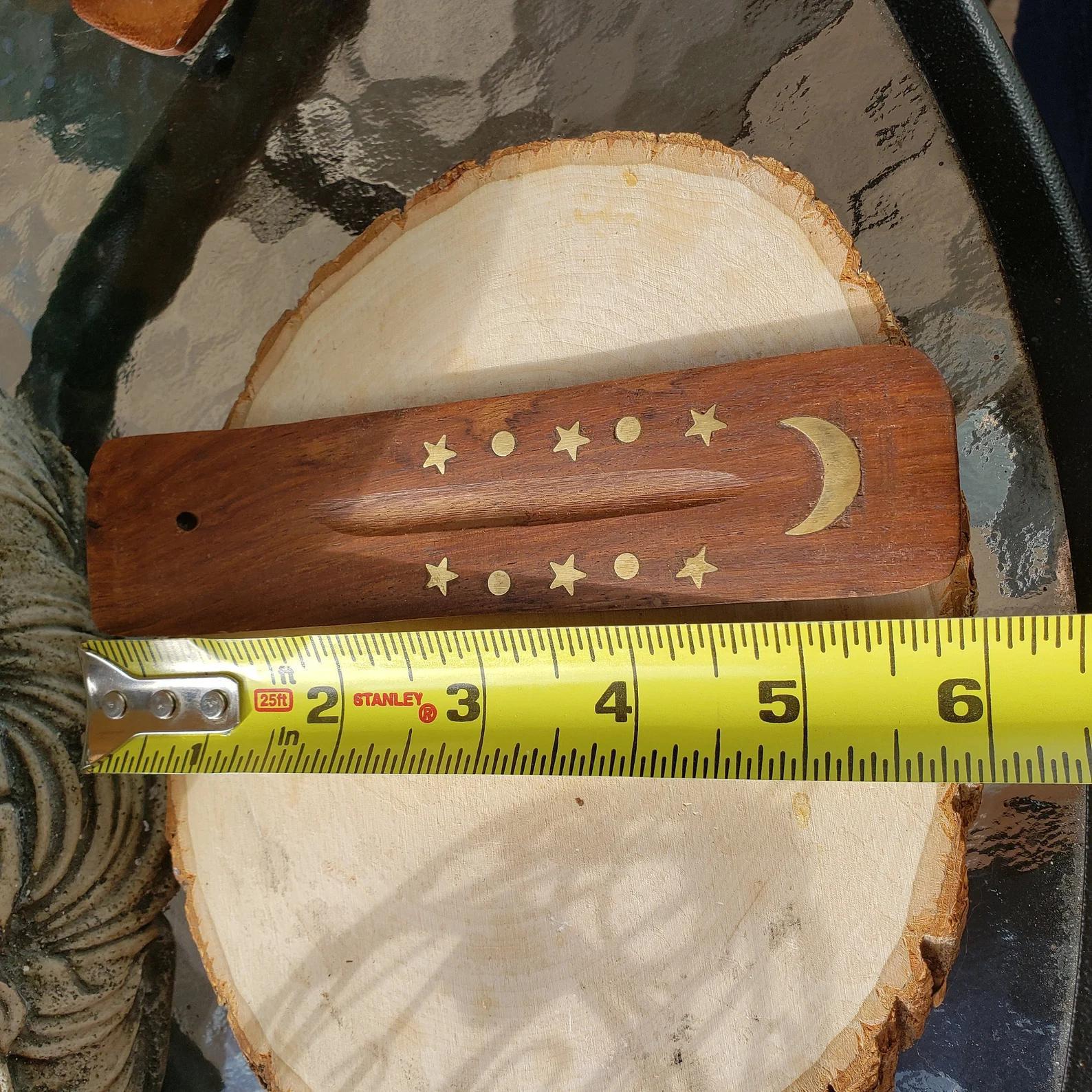 Moon Stars Natural Wood Ash Catcher (6"L) | Celestial Conduit - Image 3