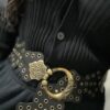 Cowgirl Boho Designer Grommet Black Belt - Image 2