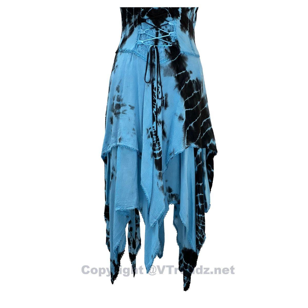2 Layer Tie Dye Handkerchief Dress with Front Corset & Adjustable Straps - Image 41