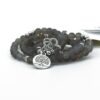 Lt Grey Moonstone 6 & 8 mm Stone 108 Mala Necklace Bracelet Women Yoga Bracelet Mala Lotus 108 Beads Bracelet VTrendz
