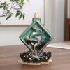 Rhombus with Waterfall Ceramic Backflow Incense Holder Waterfall Incense Burner, Reflux Burner, Handmade Ceramic, Home Décor for Meditation, Mini-Zen Experience Size: 12*9.5*16 cm - Image 3
