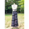 Black Peacock Feather Open Leg Thai Palazzo Pants VTrendz