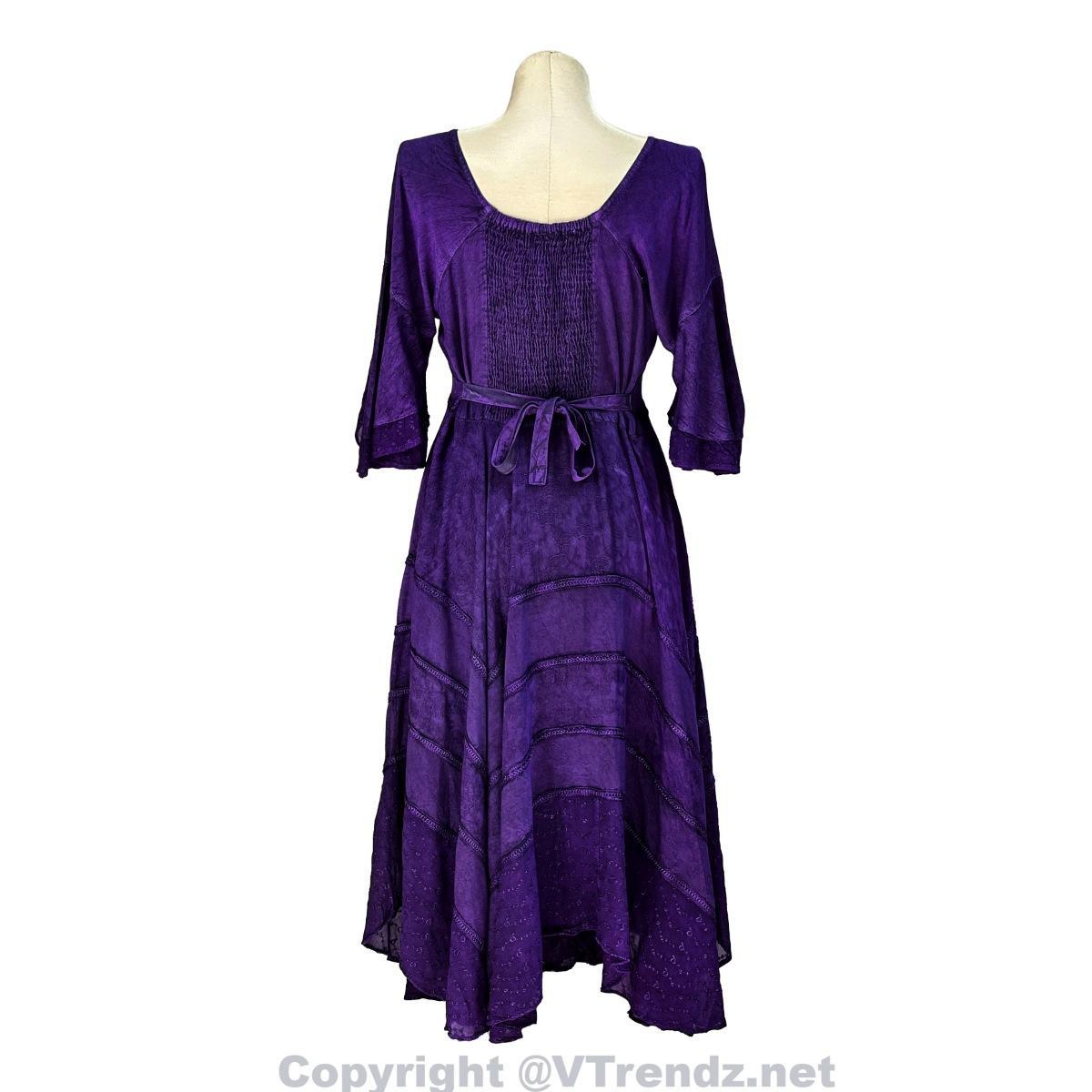 Long Sleeves Victorian Style Corset Dress with Georgette Lace & Threadwork - Image 11