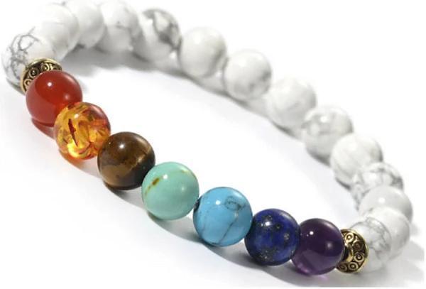 Howlite 7-Chakra Natural Stone Bracelet: Arctic Calm & Spiritual Alignment - Image 2