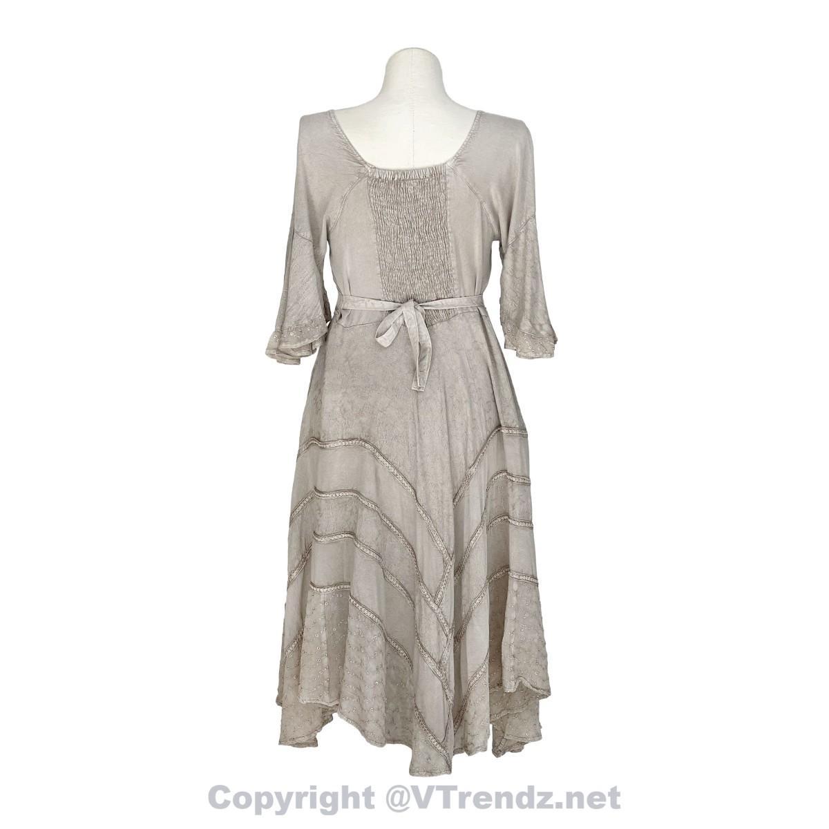Long Sleeves Victorian Style Corset Dress with Georgette Lace & Threadwork - Image 35