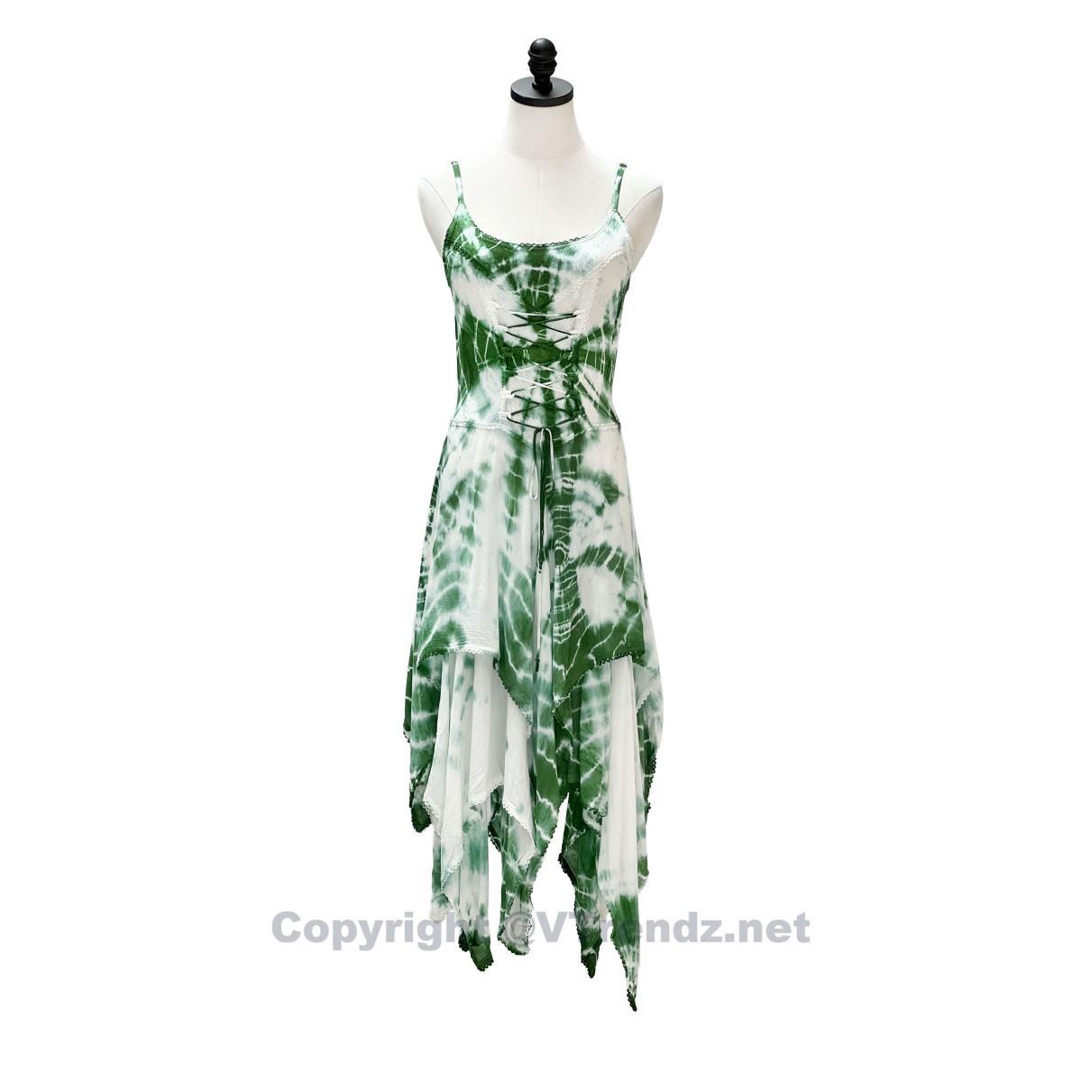 2 Layer Tie Dye Handkerchief Dress with Front Corset & Adjustable Straps - Image 12