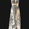 Scarf Dress with Belt around the Waist and Batik Print & Embroidery, One Size Fits Most - Image 7