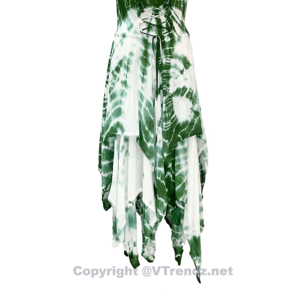 2 Layer Tie Dye Handkerchief Dress with Front Corset & Adjustable Straps - Image 15
