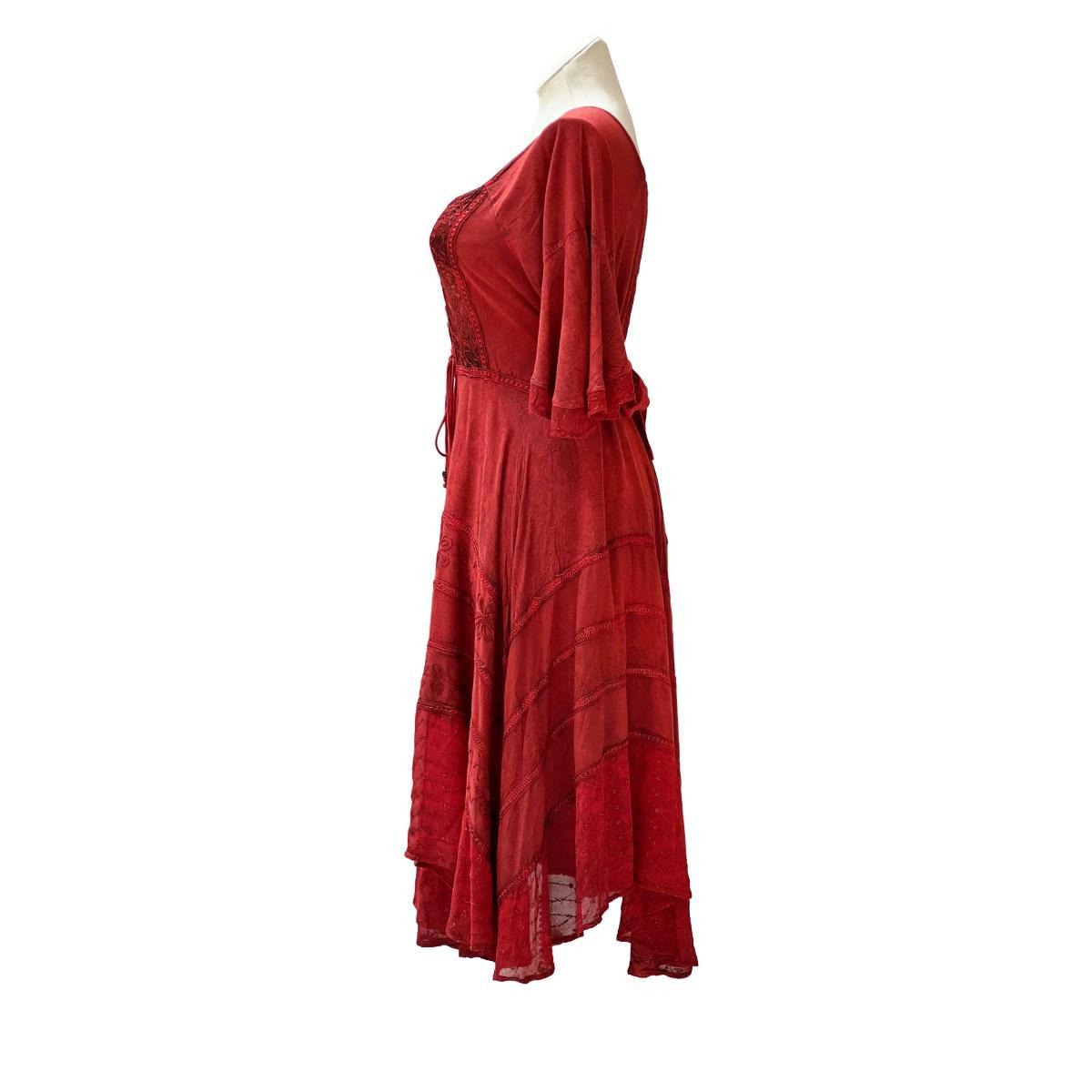 Long Sleeves Victorian Style Corset Dress with Georgette Lace & Threadwork - Image 18