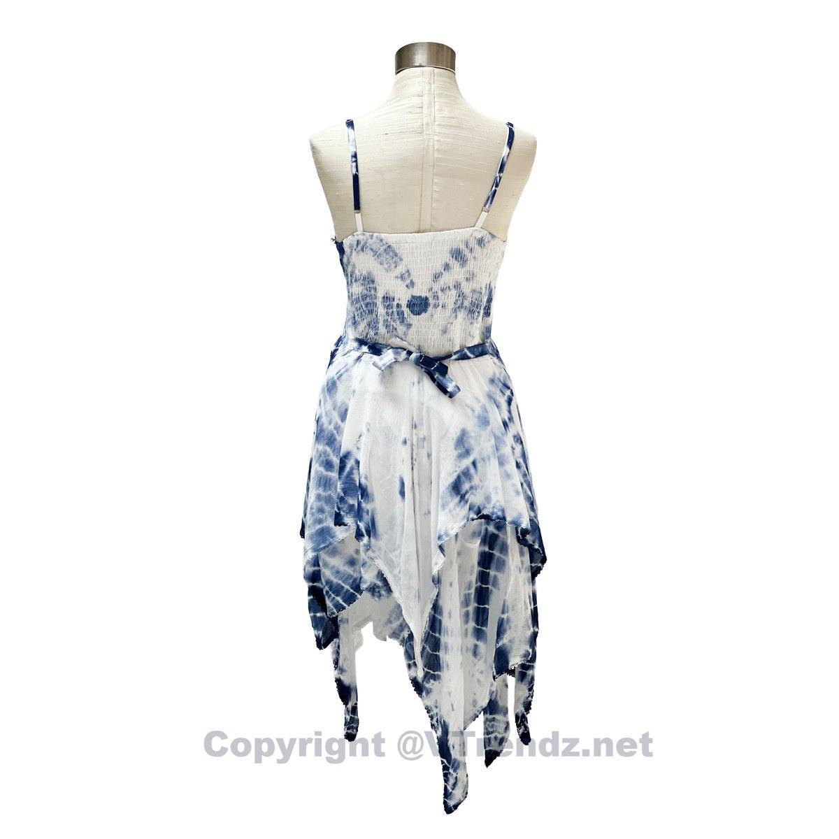 2 Layer Tie Dye Handkerchief Dress with Front Corset & Adjustable Straps - Image 4