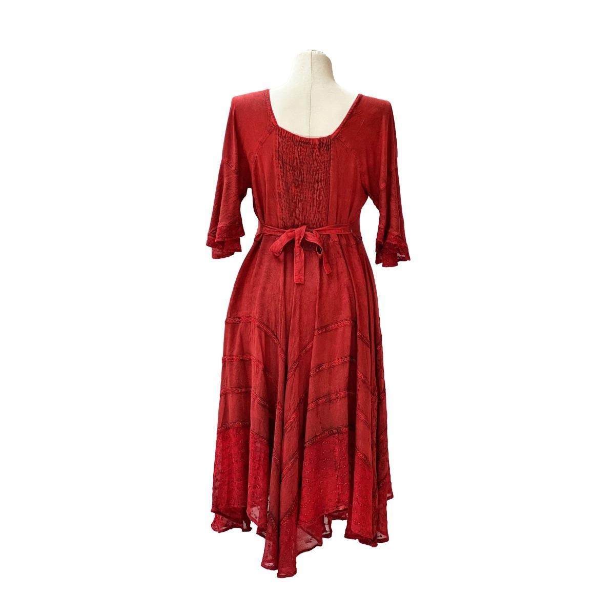 Long Sleeves Victorian Style Corset Dress with Georgette Lace & Threadwork - Image 17