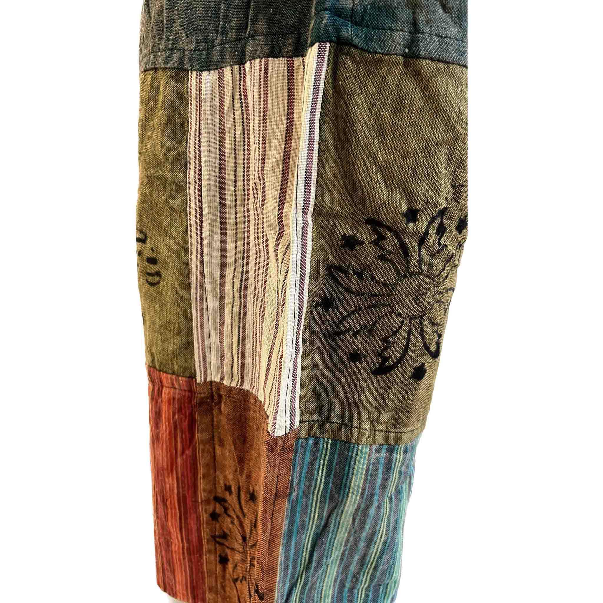 Single Color Waist Elastic Bottom Patchwork Pants - Image 4