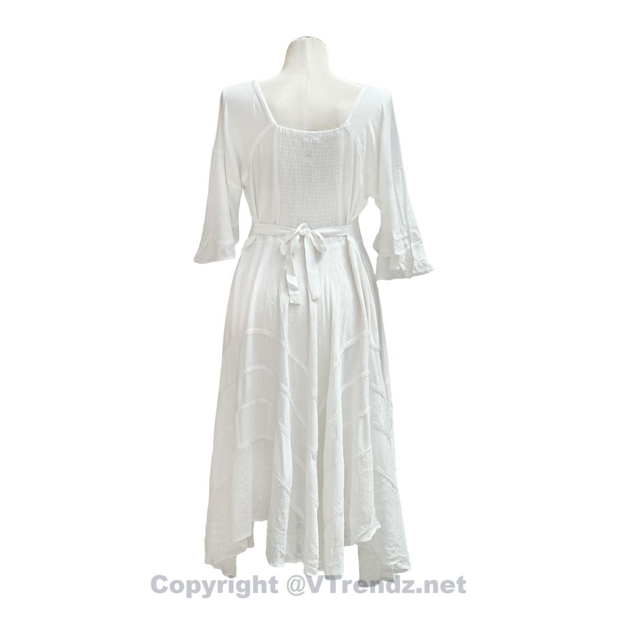 Long Sleeves Victorian Style Corset Dress with Georgette Lace & Threadwork - Image 23