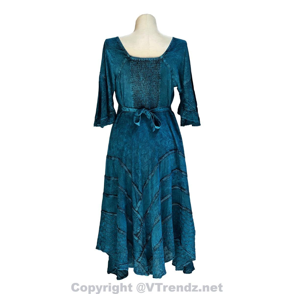 Long Sleeves Victorian Style Corset Dress with Georgette Lace & Threadwork - Image 41