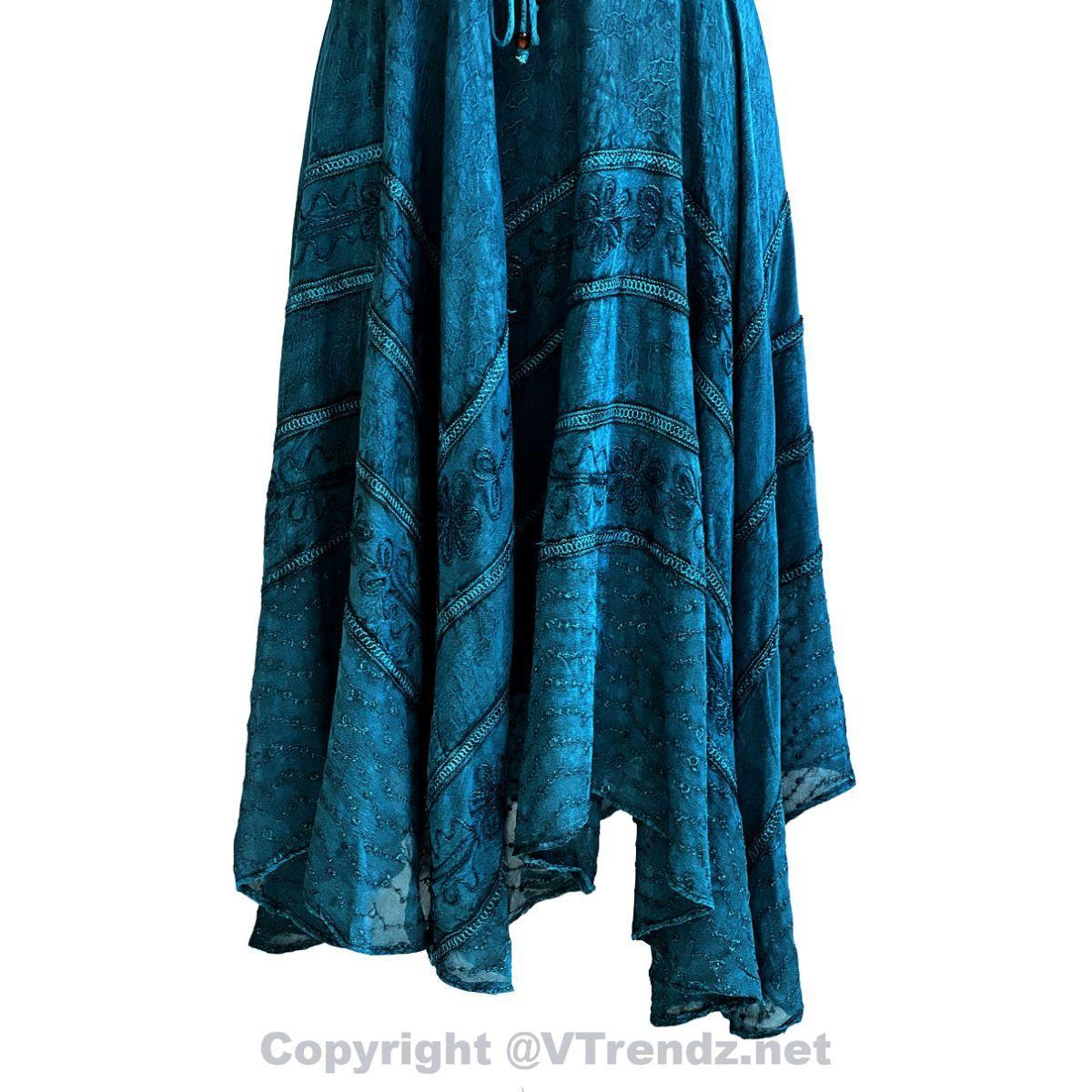 Long Sleeves Victorian Style Corset Dress with Georgette Lace & Threadwork - Image 39