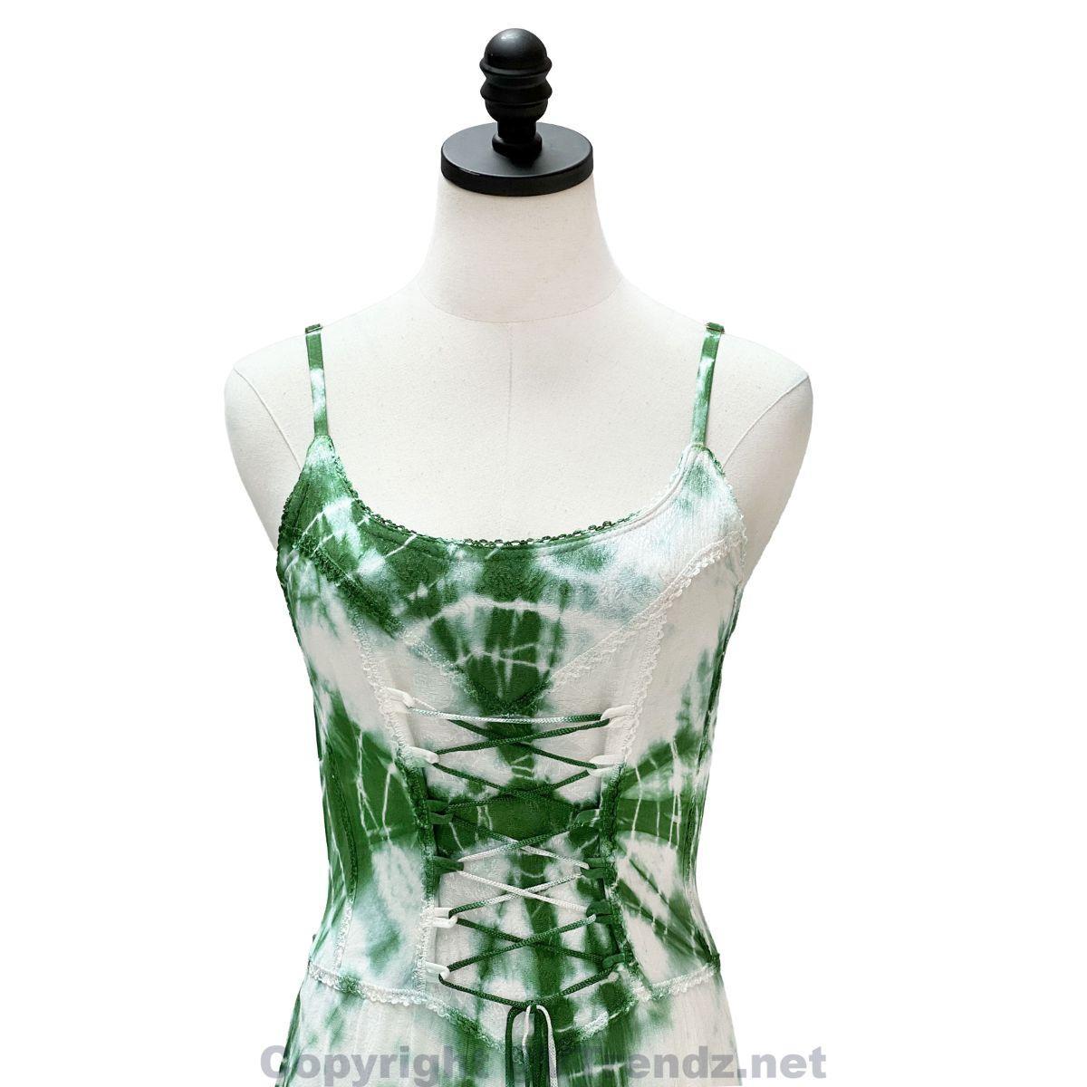 2 Layer Tie Dye Handkerchief Dress with Front Corset & Adjustable Straps - Image 13
