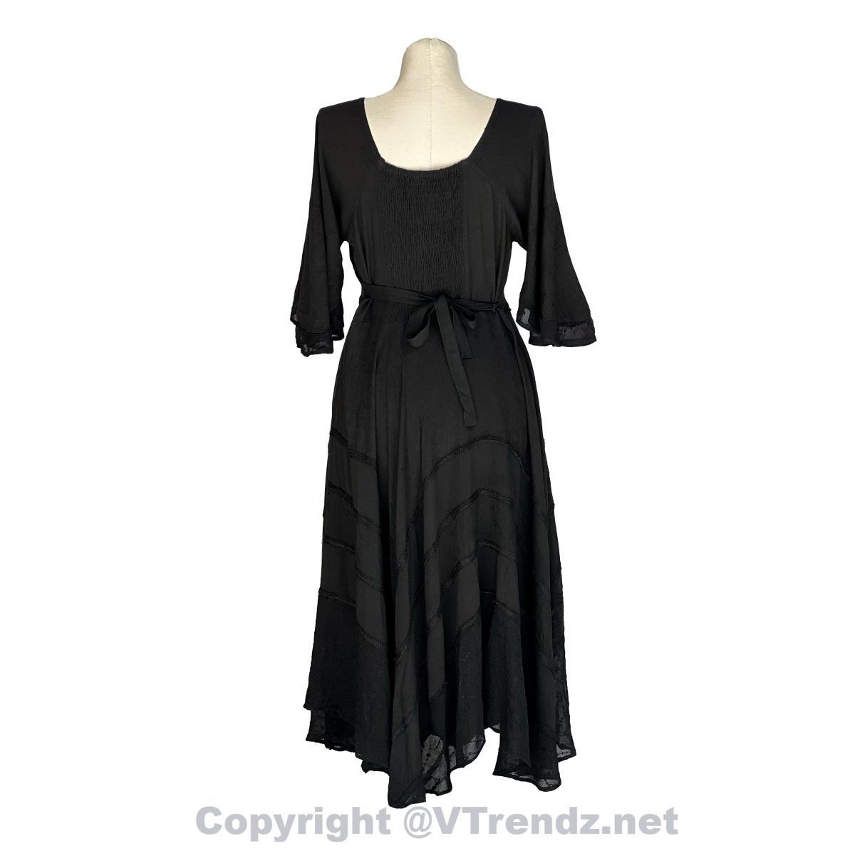 Long Sleeves Victorian Style Corset Dress with Georgette Lace & Threadwork - Image 29