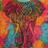Elephant Tapestry Multicolor Wall Hanging Handmade Cotton Tapestry 84"x54" inch - Image 2