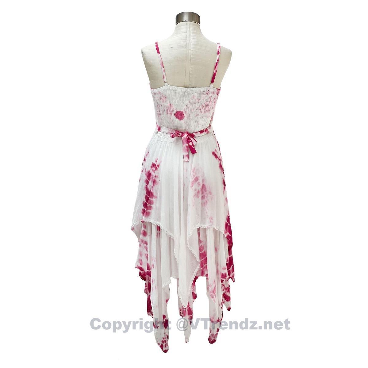 2 Layer Tie Dye Handkerchief Dress with Front Corset & Adjustable Straps - Image 31