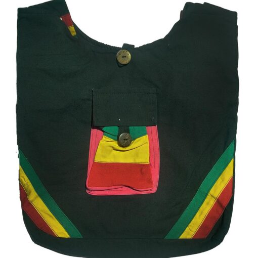 Rasta Print On Black Bohemian Hobo Bag